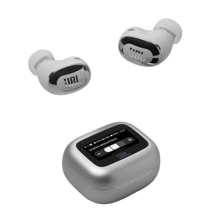 JBL Live Buds 3 | In-Ear Headphones - 1.45" LED Touch Screen - Bluetooth - Silver-Audio Video Centrale