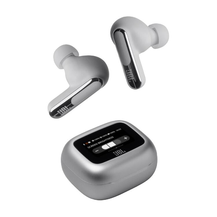JBL Live Beam 3 | In-ear headphones - 1.45" LED touch screen - Silver-Audio Video Centrale