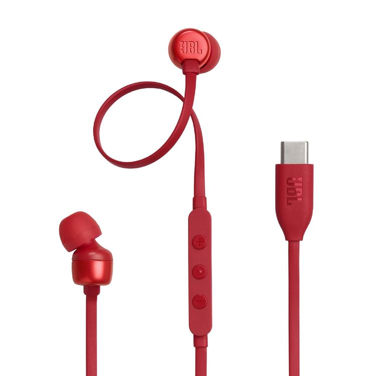 JBL Tune 310C | In-Ear Headphones - Wired - USB-C - 3 Button Remote - Red-Audio Video Centrale