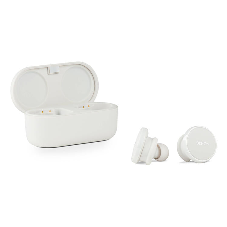 Denon PERL PRO | In-Ear Headphones - Wireless - Bluetooth - Masimo Adaptive Acoustic Technology - White-Audio Video Centrale