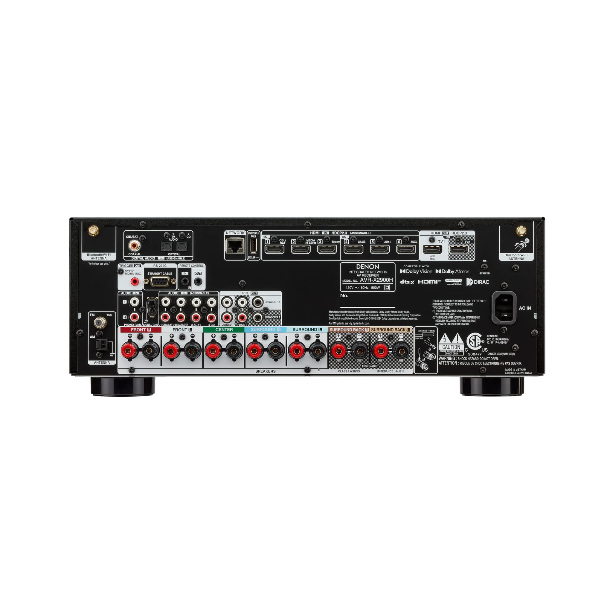 Denon AVRX2900H | AV receiver - 7.2 channels - Home theater - 8K - HEOS - Black-Audio Video Centrale