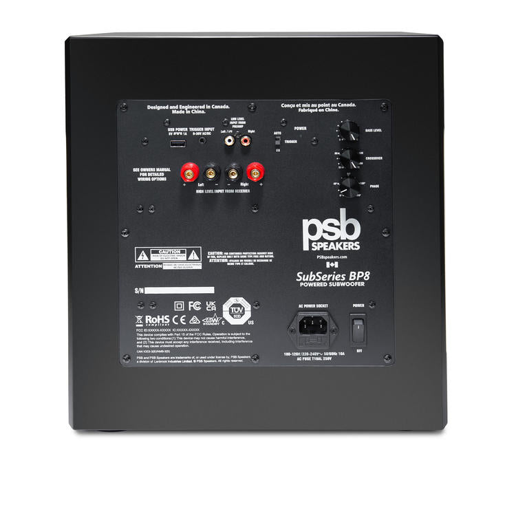 PSB BP8 | 2x8" Amplified Subwoofer - 500 watts - Black-Audio Video Centrale