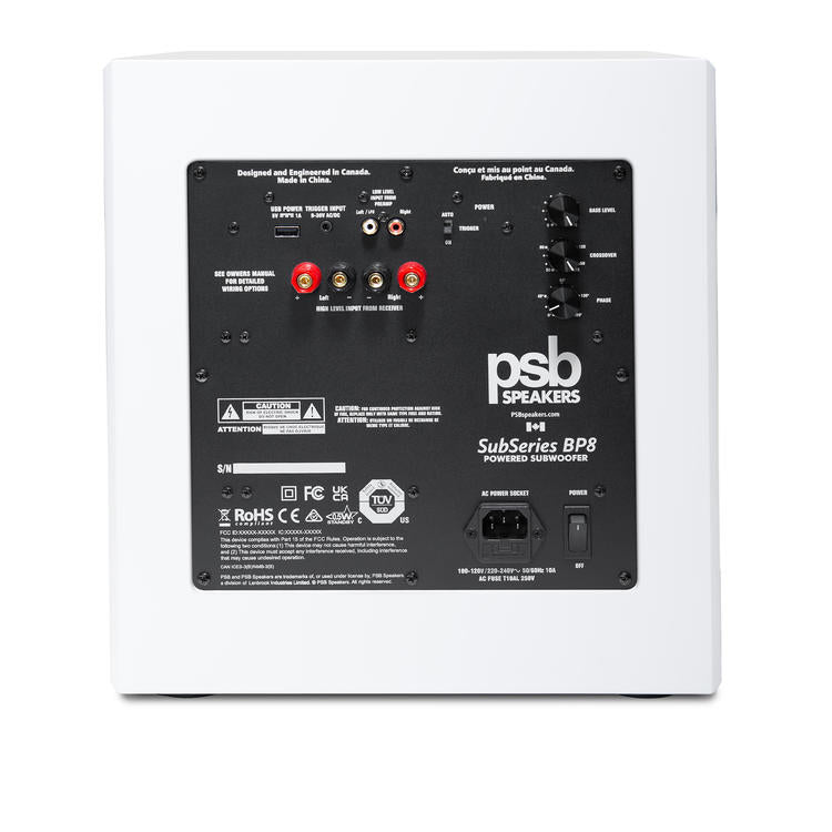 PSB BP8 | 2x8" Amplified Subwoofer - 500 watts - White-Audio Video Centrale