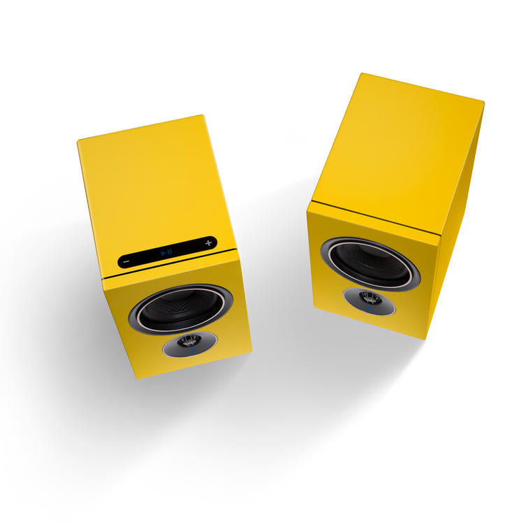 PSB Alpha iQ | Amplified Speaker - Wireless - Streaming with BluOS - Tangerine Yellow - Pair-Audio Video Centrale