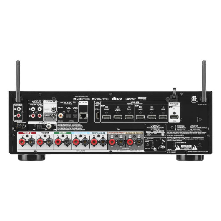 Denon AVR-S770H | AV receiver - 7.2 channels - Home theater - 8K - HEOS integrated - 75W - Black-Audio Video Centrale