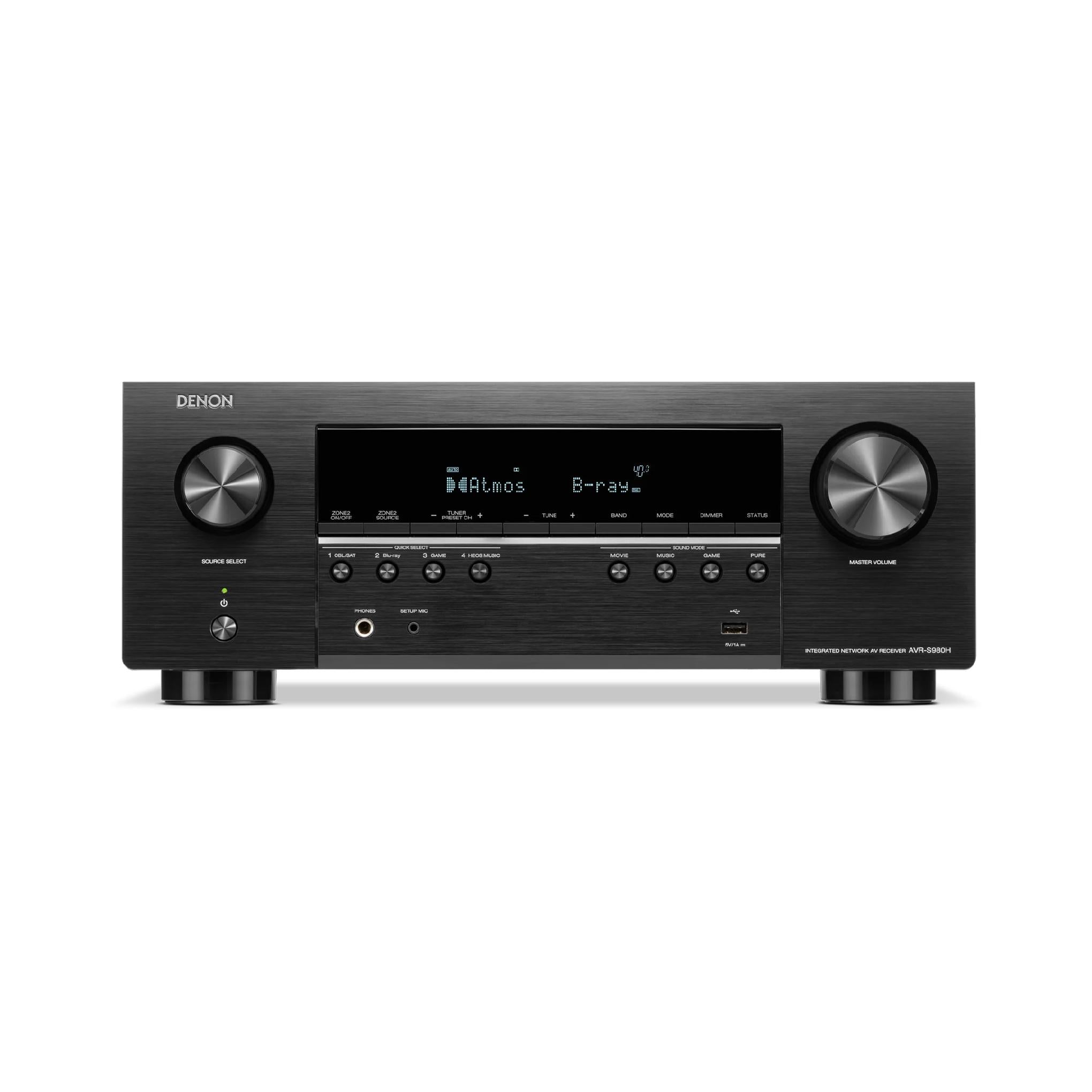 Denon AVR-S980H | AV receiver - 7.2 channels of amplification - Home theater - 8K - HEOS - Black-Audio Video Centrale