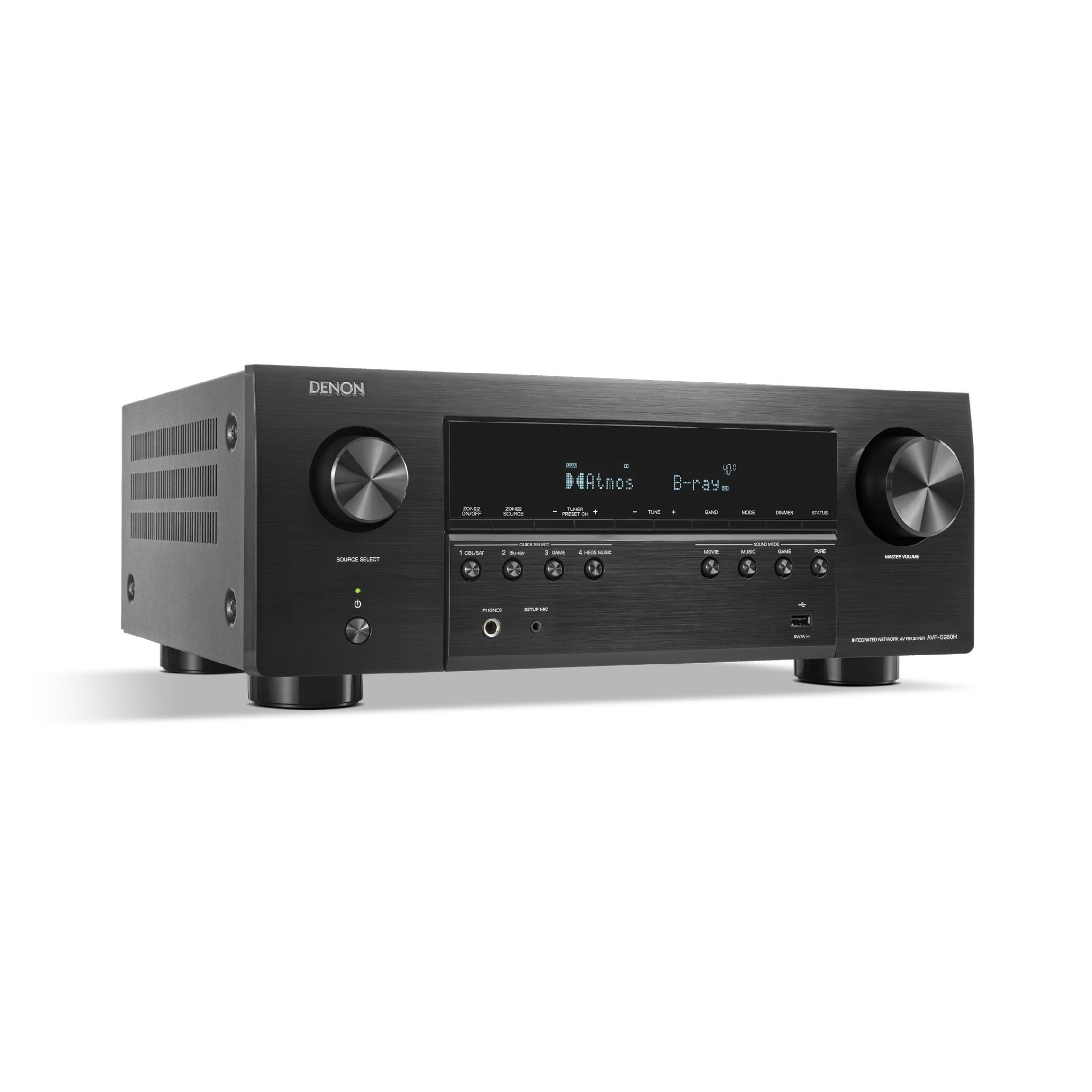 Denon AVR-S980H | AV receiver - 7.2 channels of amplification - Home theater - 8K - HEOS - Black-Audio Video Centrale