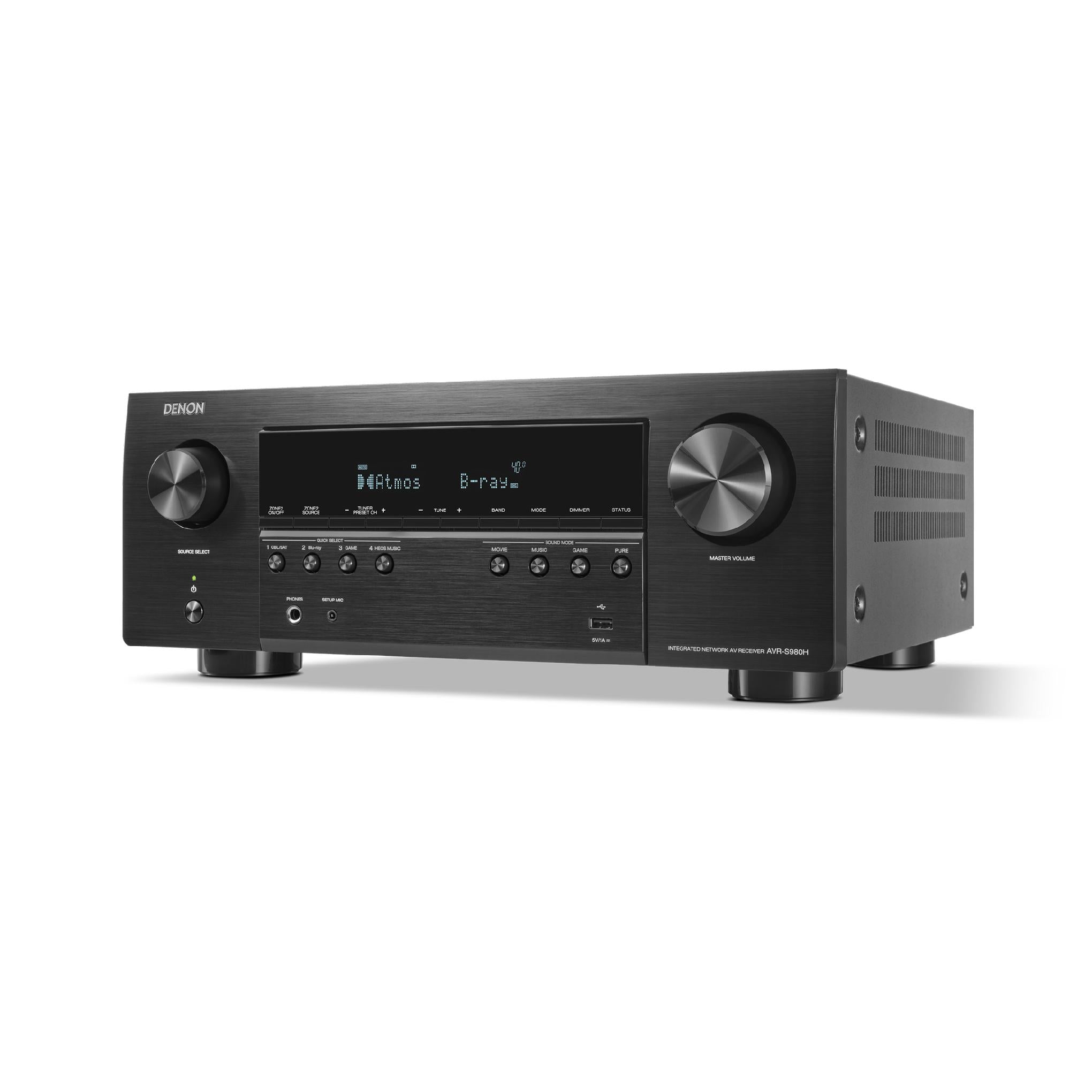 Denon AVR-S980H | AV receiver - 7.2 channels of amplification - Home theater - 8K - HEOS - Black-Audio Video Centrale