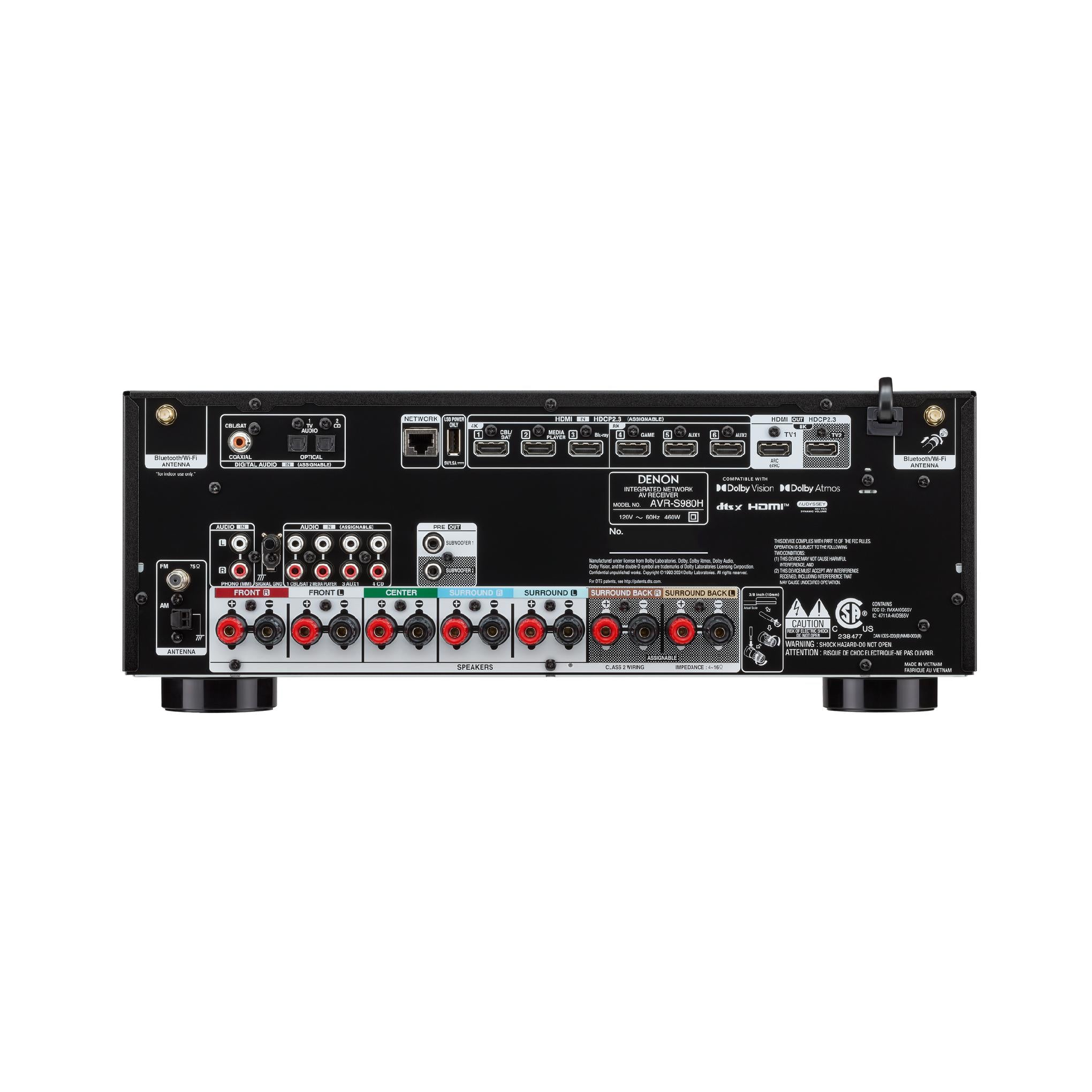 Denon AVR-S980H | AV receiver - 7.2 channels of amplification - Home theater - 8K - HEOS - Black-Audio Video Centrale