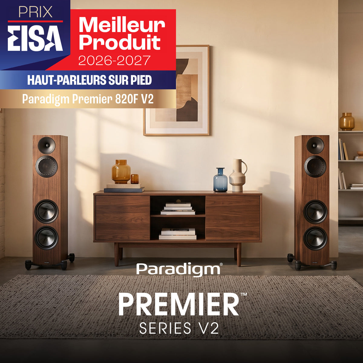 Paradigm Premier 820F V2 | Tower Speakers - Walnut - Pair-Audio Video Centrale