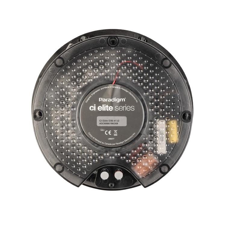 Paradigm CI Elite E80-R V2 | 8" Flush Mount Speaker - Ceiling Mount - SHOCK-MOUNT - Black - White surface ready for painting - Unit-Audio Video Centrale