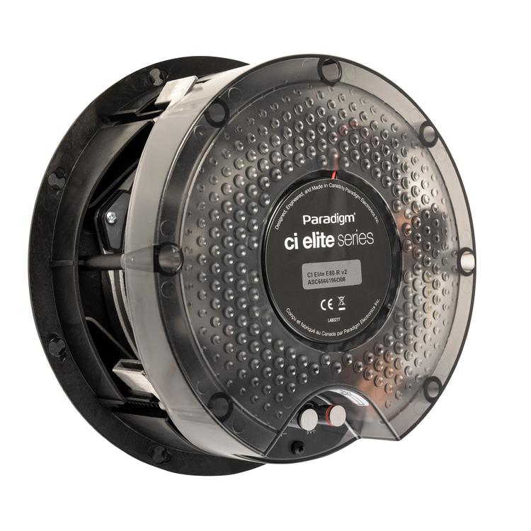 Paradigm CI Elite E80-R V2 | 8" Flush Mount Speaker - Ceiling Mount - SHOCK-MOUNT - Black - White surface ready for painting - Unit-Audio Video Centrale