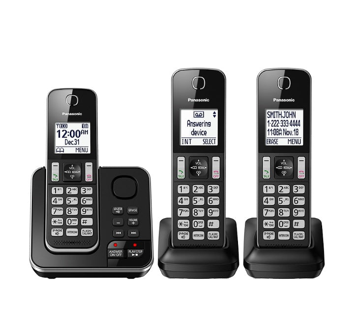 Panasonic KX-TGD393B | 3 Digital cordless handsets - recorder - Black-Audio Video Centrale