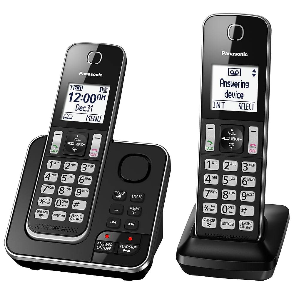 Panasonic KX-TGD392B | Cordless phone - 2 handsets - Recorder - Black-Audio Video Centrale