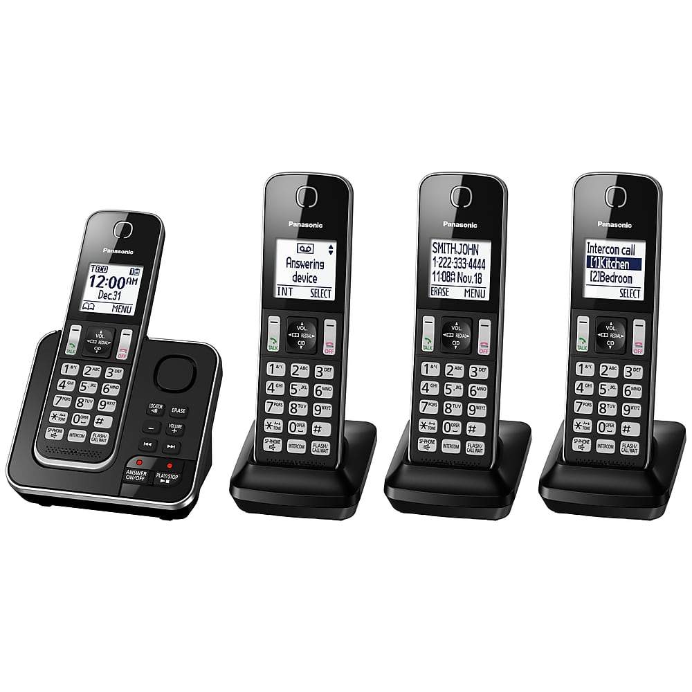 Panasonic KX-TGD394B | 3 Digital cordless handsets - Recorder - Black-Audio Video Centrale